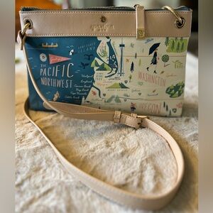 Spartina 449 Pacific Northwest Map Crossbody Blue Cream Travel Bag